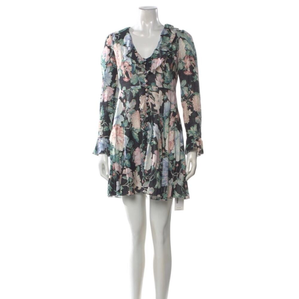 zimmermann floral mini dress long sleeve